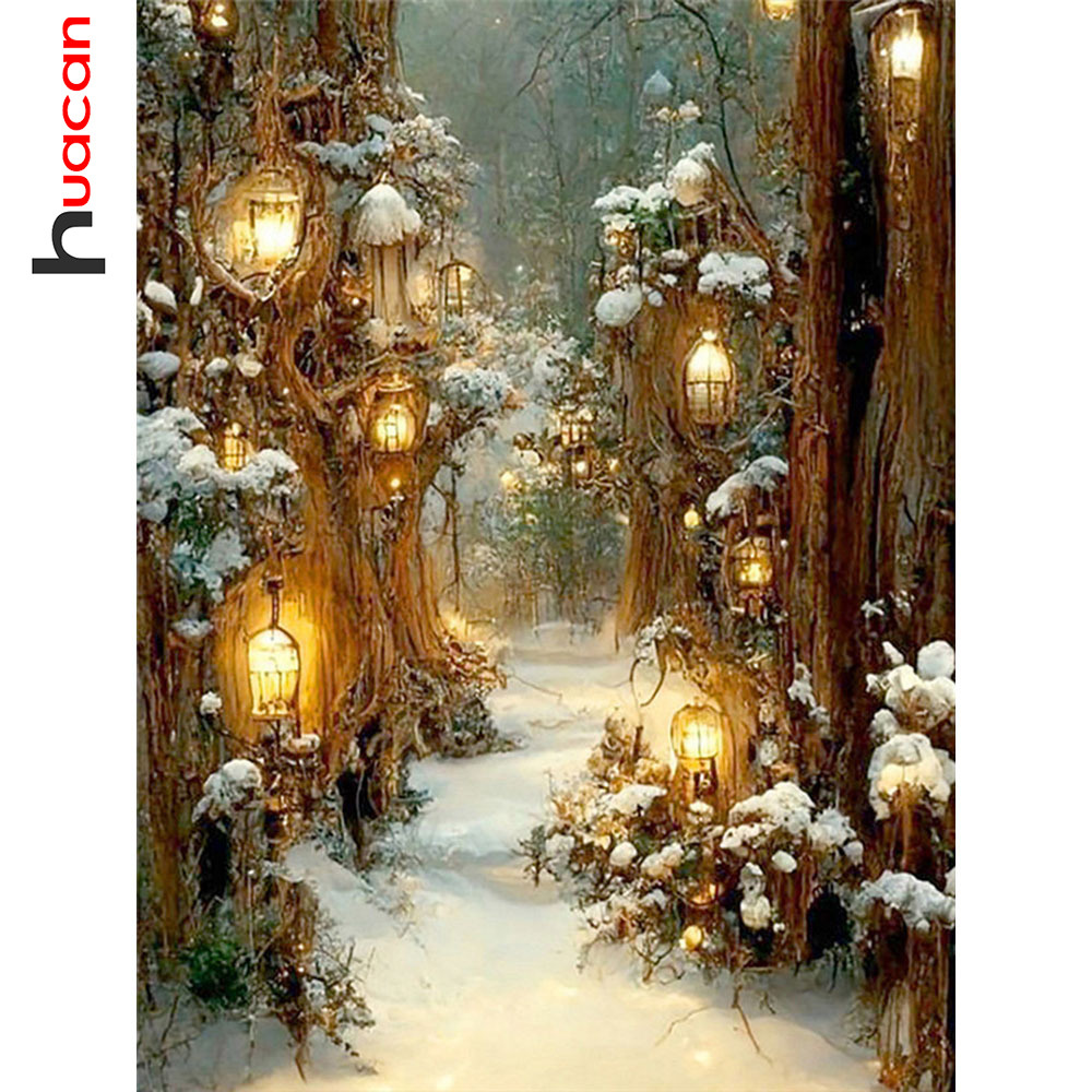 Resin Art Wallpaper - Huacan diy diamante mosaico inverno scnenery
