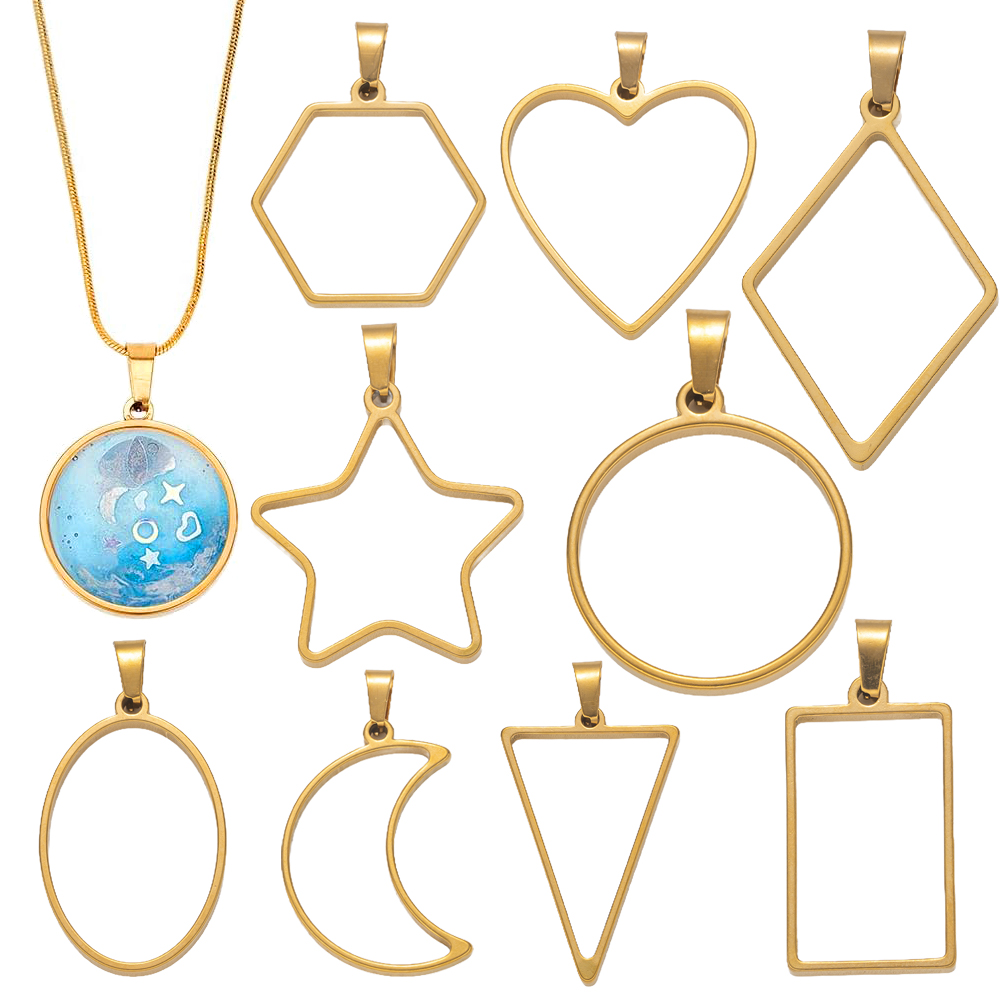 Resin Art Earrings - 5 pçs de aço inoxidável aberto