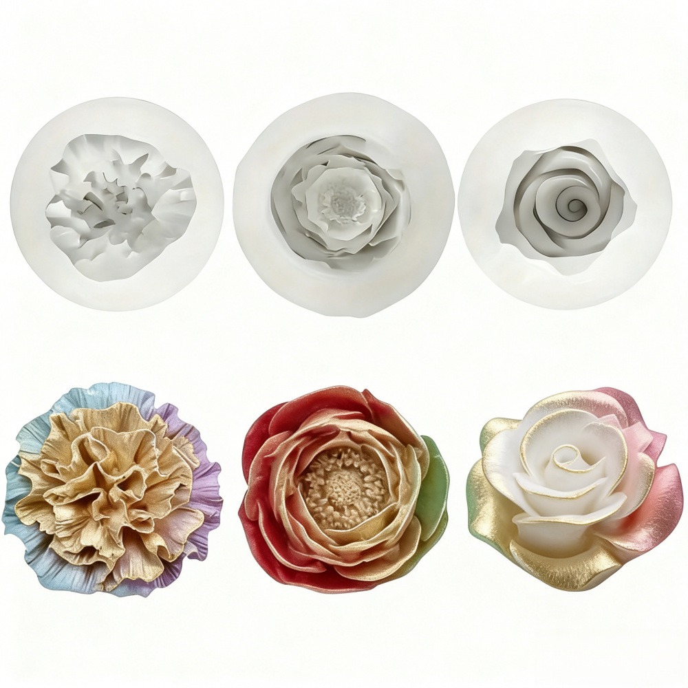 Resin Art Rose Petals - Conjunto de 3 Moldes de Silicone