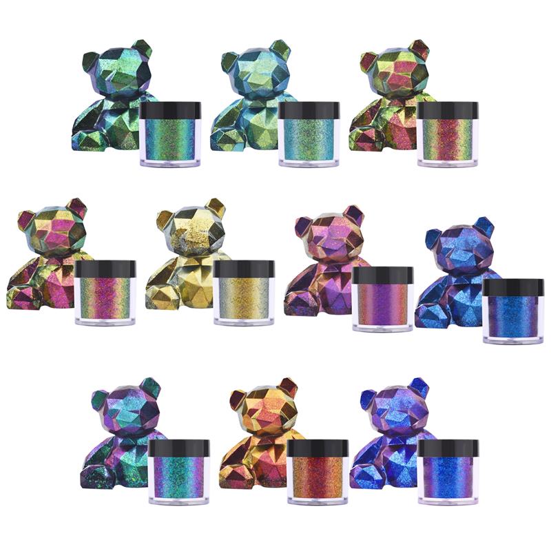 Glitter Powder Resin - Espelho camaleões resina pigmento glitter magia