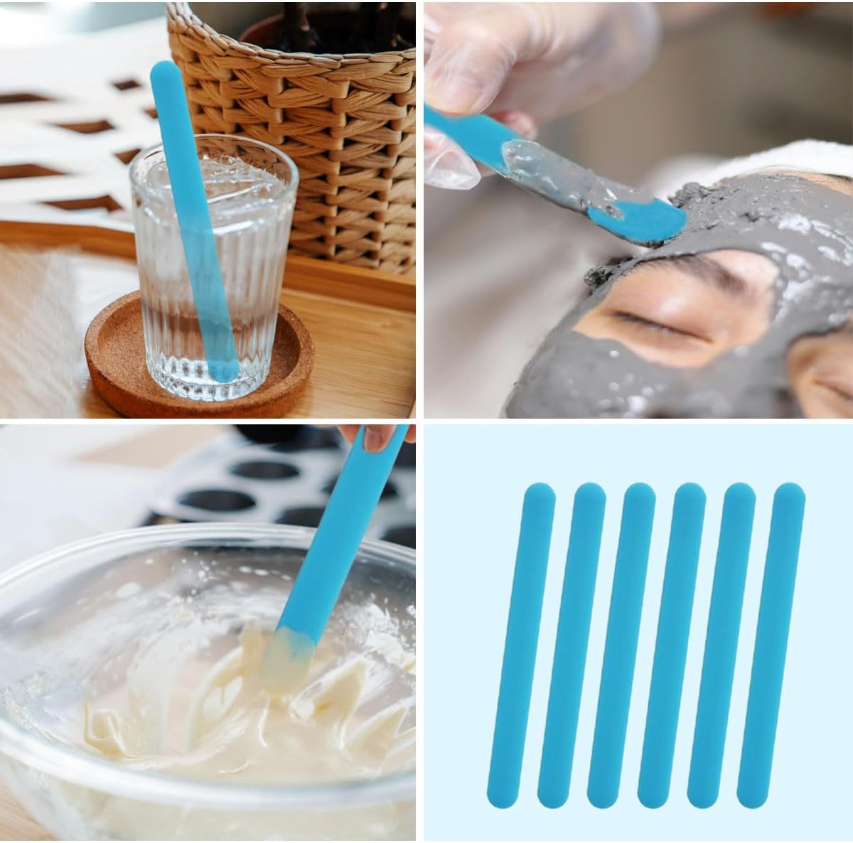 Glitter Powder Resin - 4 Bastões de Silicone para Mistura,
