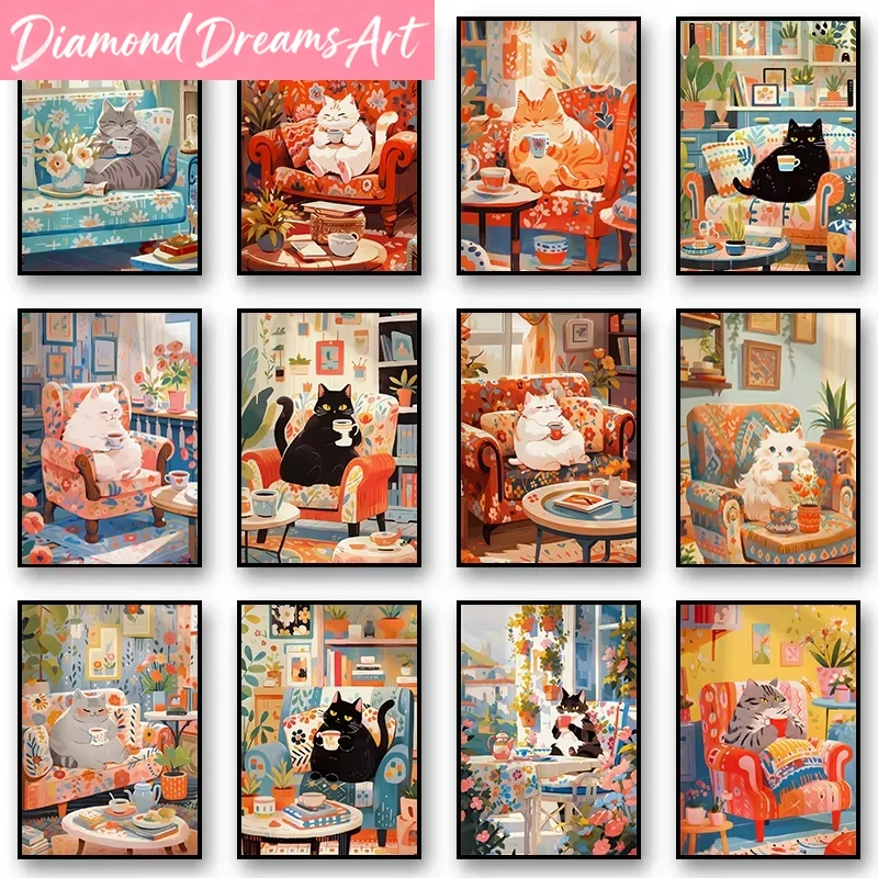 Resin Art Wallpaper - Pintura Diamante de Gato Escocês de