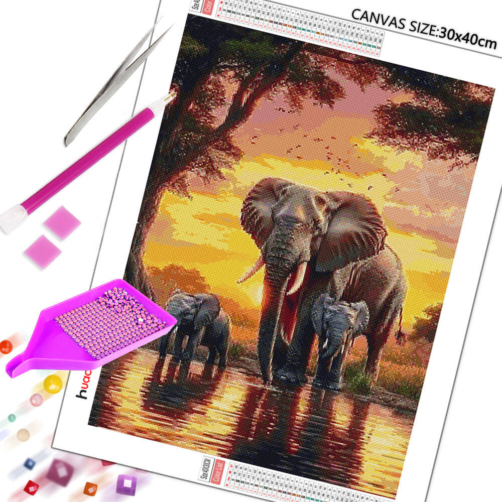Huacan elefante pôr do sol pai - Resin Art Wallpaper avaliação e preço