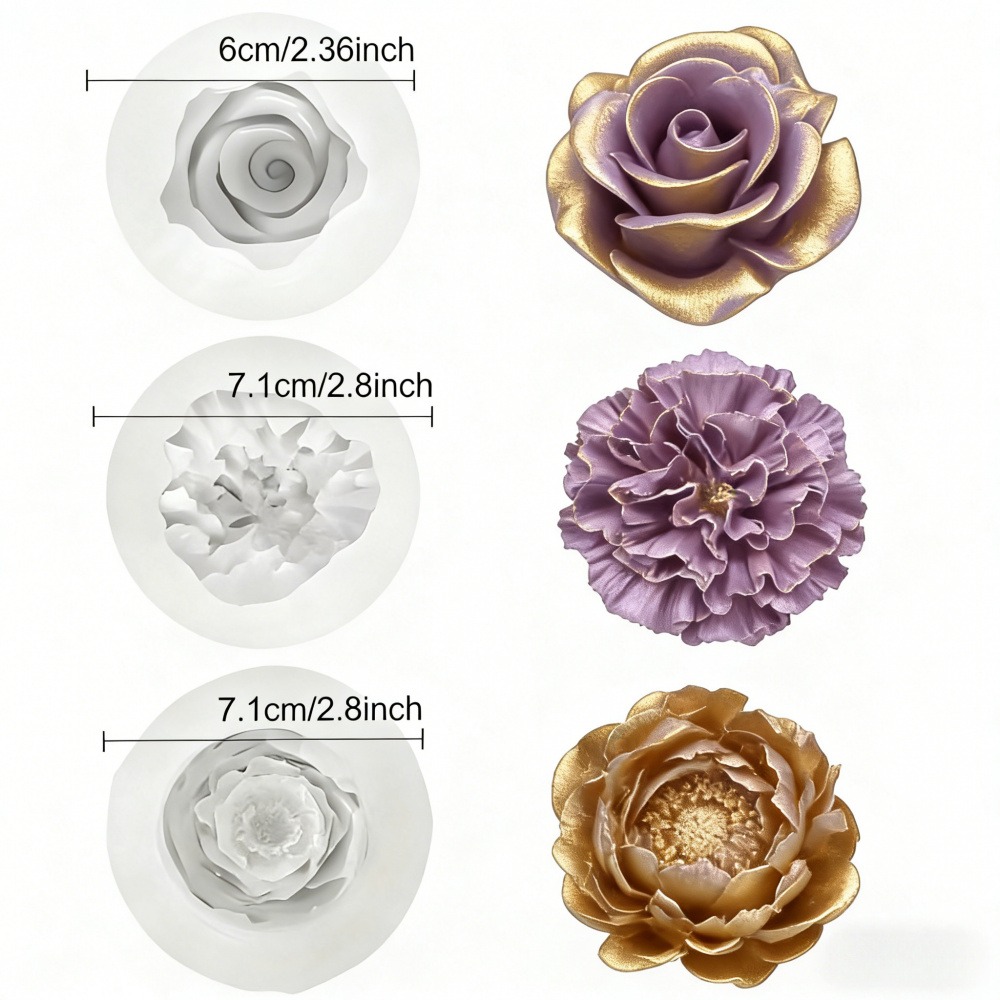 Conjunto de 3 Moldes de Silico - Resin Art Rose Petals avaliação e preço