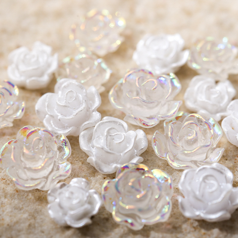 50 pçs 6/8/10mm branco rosa fl - Resin Art Rose Petals avaliação e preço